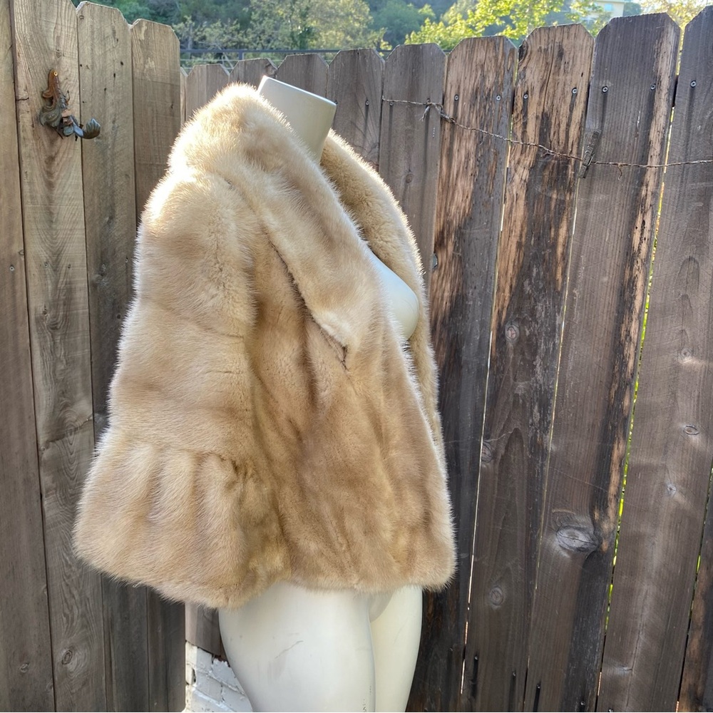 50’s Vintage Tan blonde Mink Fur Stole with Pocket Satin Lined - Picture 6 of 15
